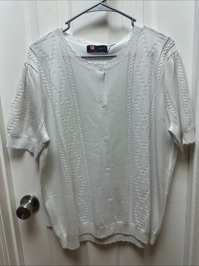 Kancy Kole Short-Sleeve Button Front Knit Blouse